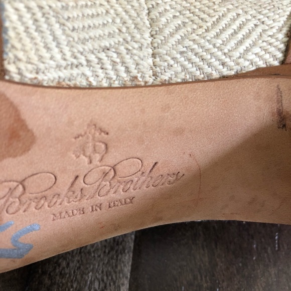 Brooks Brothers Italy Leather & Fabric Heels, sz 6 - Picture 5 of 8